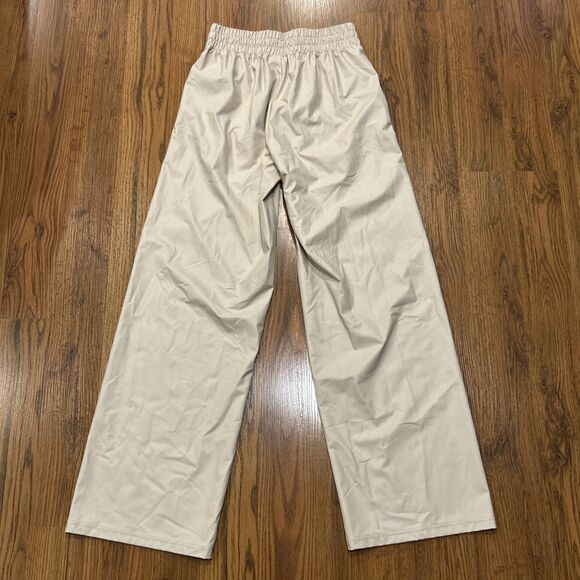 OFFLINE By Aerie Pants Womens XS Real Luxe Beige Wide Leg Pockets Faux Leather - Picture 5 of 6